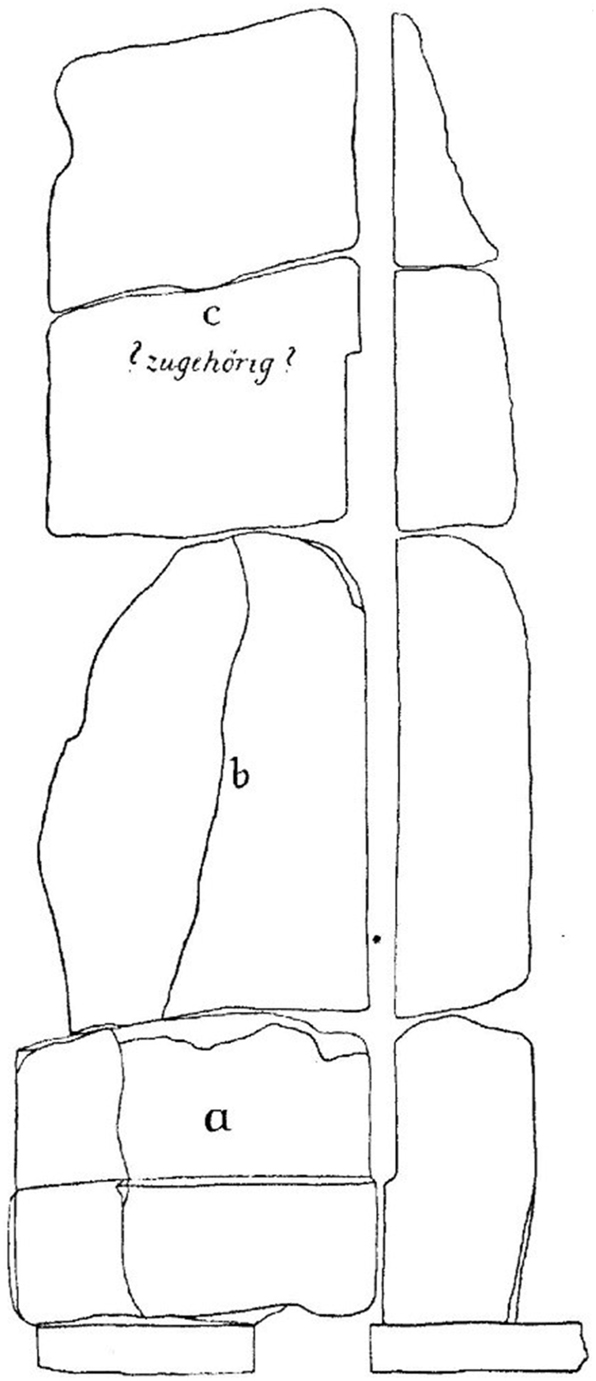 Figure 5: 
(What remains of) the eponym stele of Tukultī-Ninurta II (Andrae 1913: 18, fig. 20).
