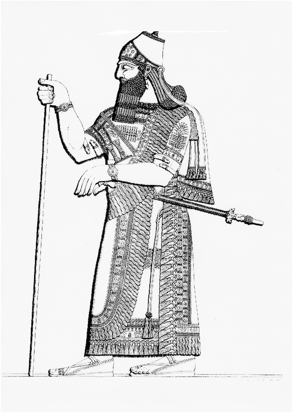 Figure 4:
Assurnaṣirpal II’s royal dress from Layard 1849–53, I: pl. 34.