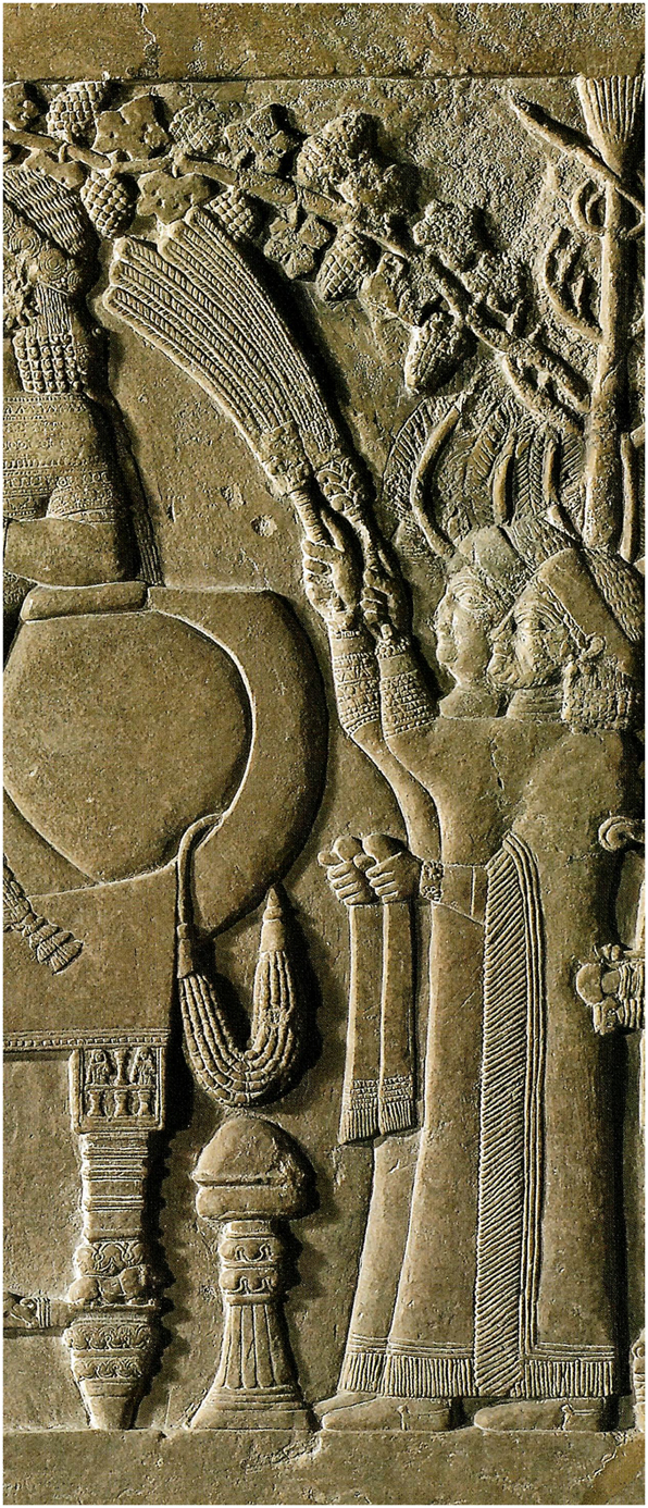 Figure 12:
Detail on the male attendants with fans next to the king’s couch, Room S’, North Palace, Quyunjiq (BM 124920, © The Trustees of the British Museum. All rights reserved).