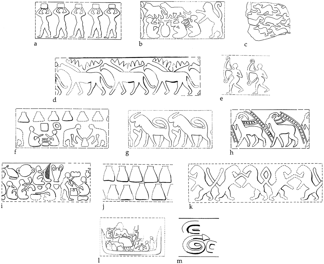 Figure 15:
Seal impressions from Late Susa II levels at Chogha Mish (after Pittman 2013: fig. 16.11; images courtesy of Holly Pittman).