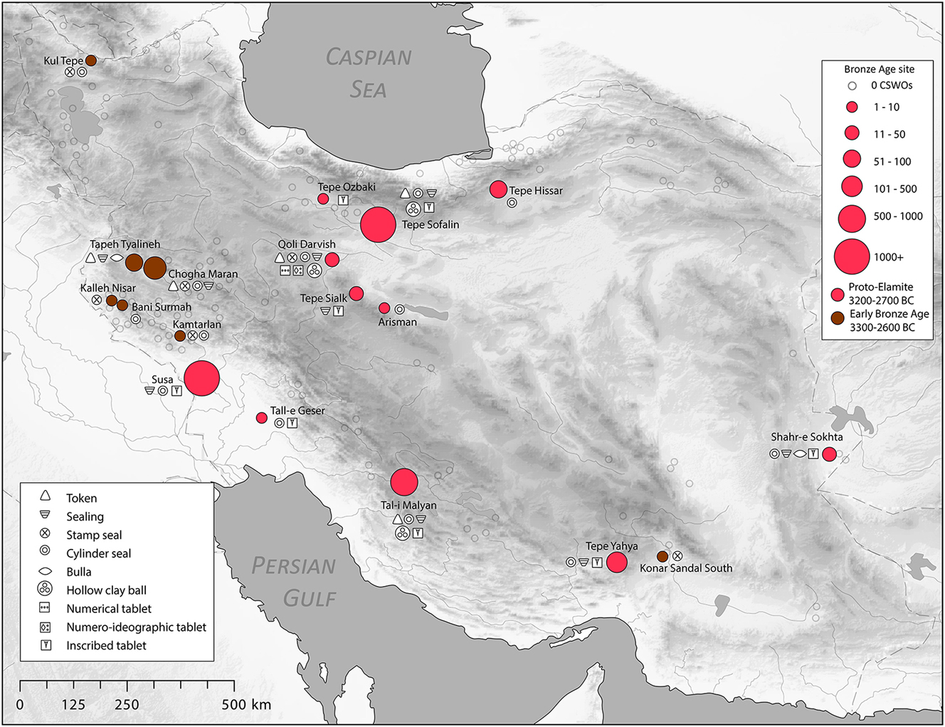 Figure 16:
Map of CSWOs from Proto-Elamite and Early Bronze Age sites of Iran.