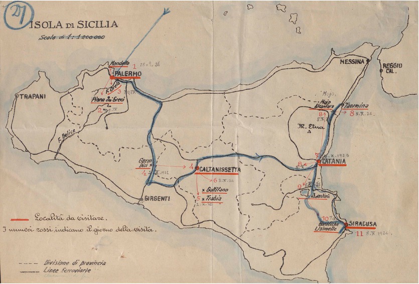 Fig. 3 Itinerary of the Malaria Commission’s Study Tour to Sicily.