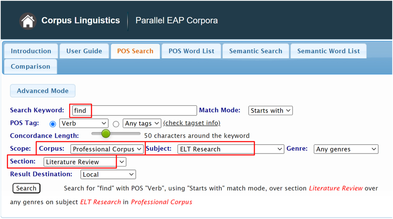 Figure 2: 
Interface of Parallel EAP Corpora.
