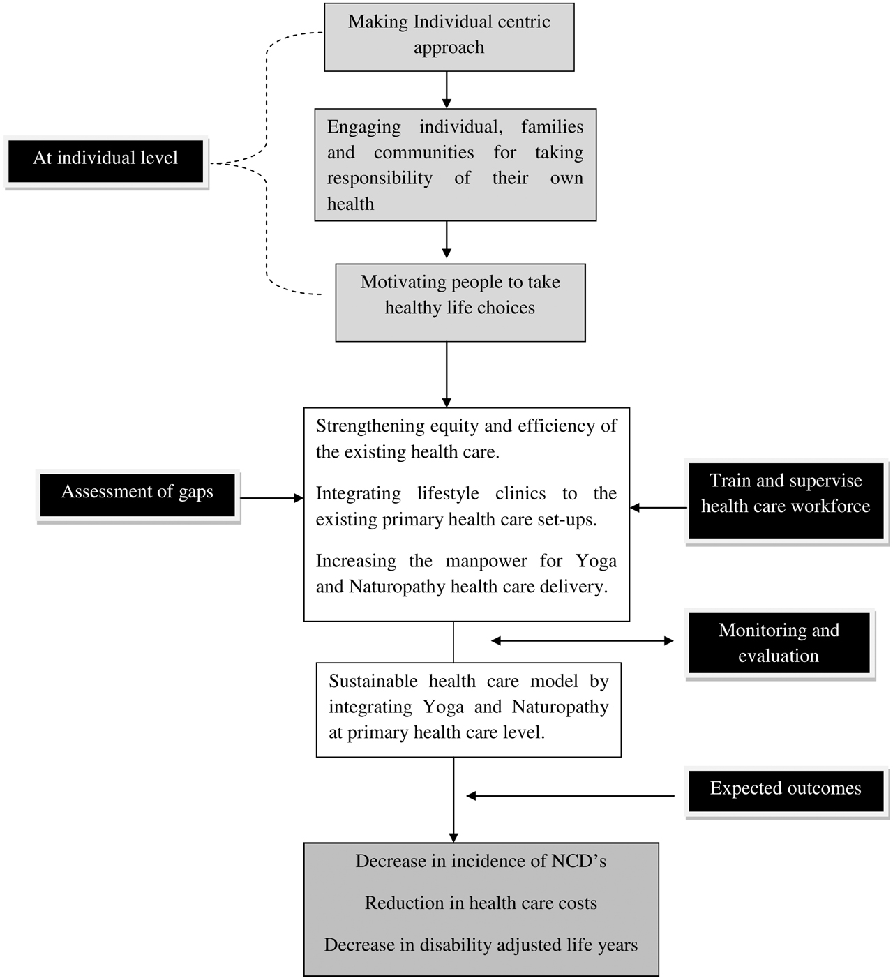 Figure 2: Framework for implementation of yoga and Naturpathy in primary health care.