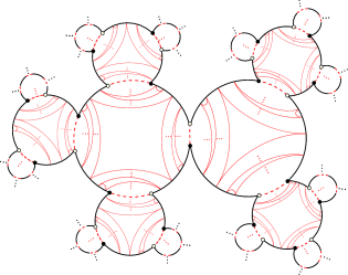Figure 3 The very full and loose lamination Λ1⊃Λ0{\Lambda_{1}\supset\Lambda_{0}}.
We have removed the markings to avoid clutter.