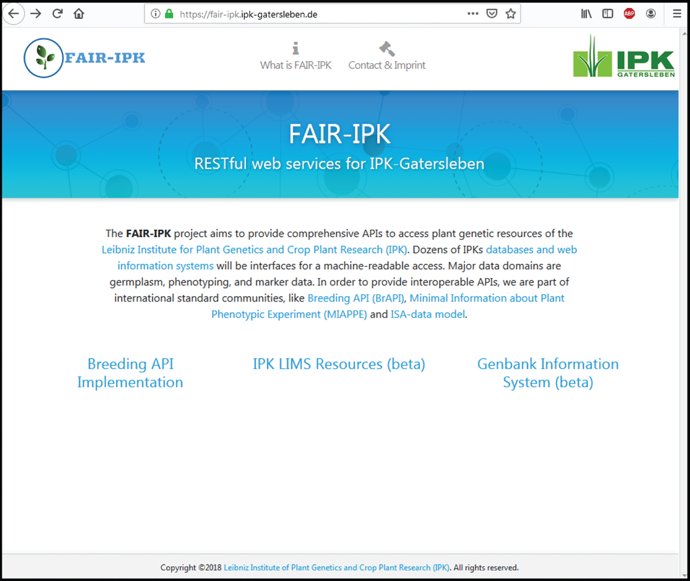 Figure 3: Web interface for accessing digital PGR of IPK-Gatersleben.
