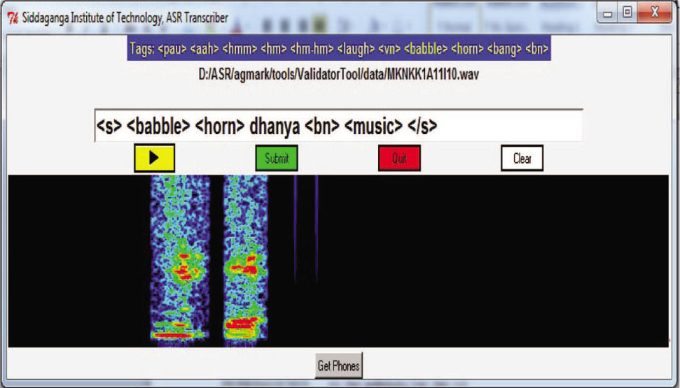 Figure 6: Validation Tool to Validate the Transcribed Speech Data.