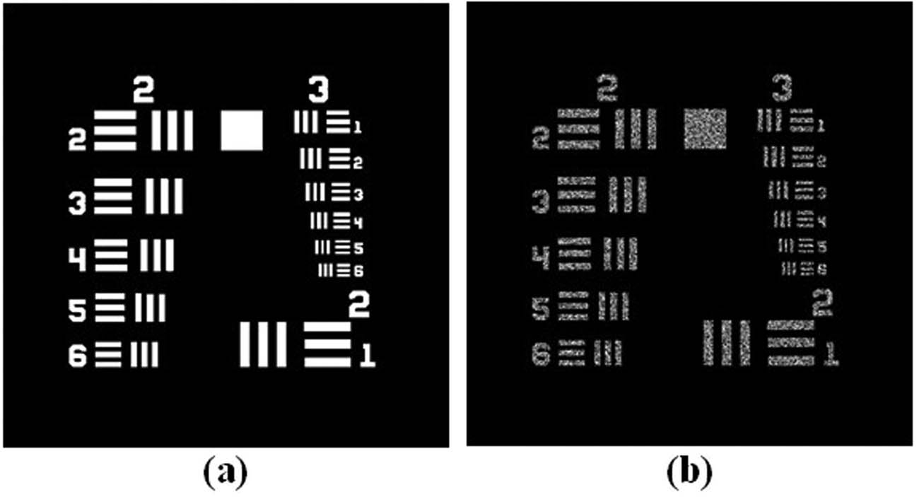 Figure 2
Original USAF resolution chart (a) amplitude and (b) corresponding phase.