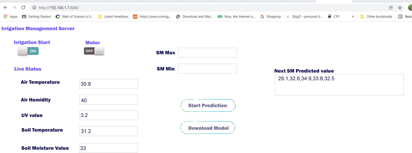 Figure 4
Web interface for the irrigation system.