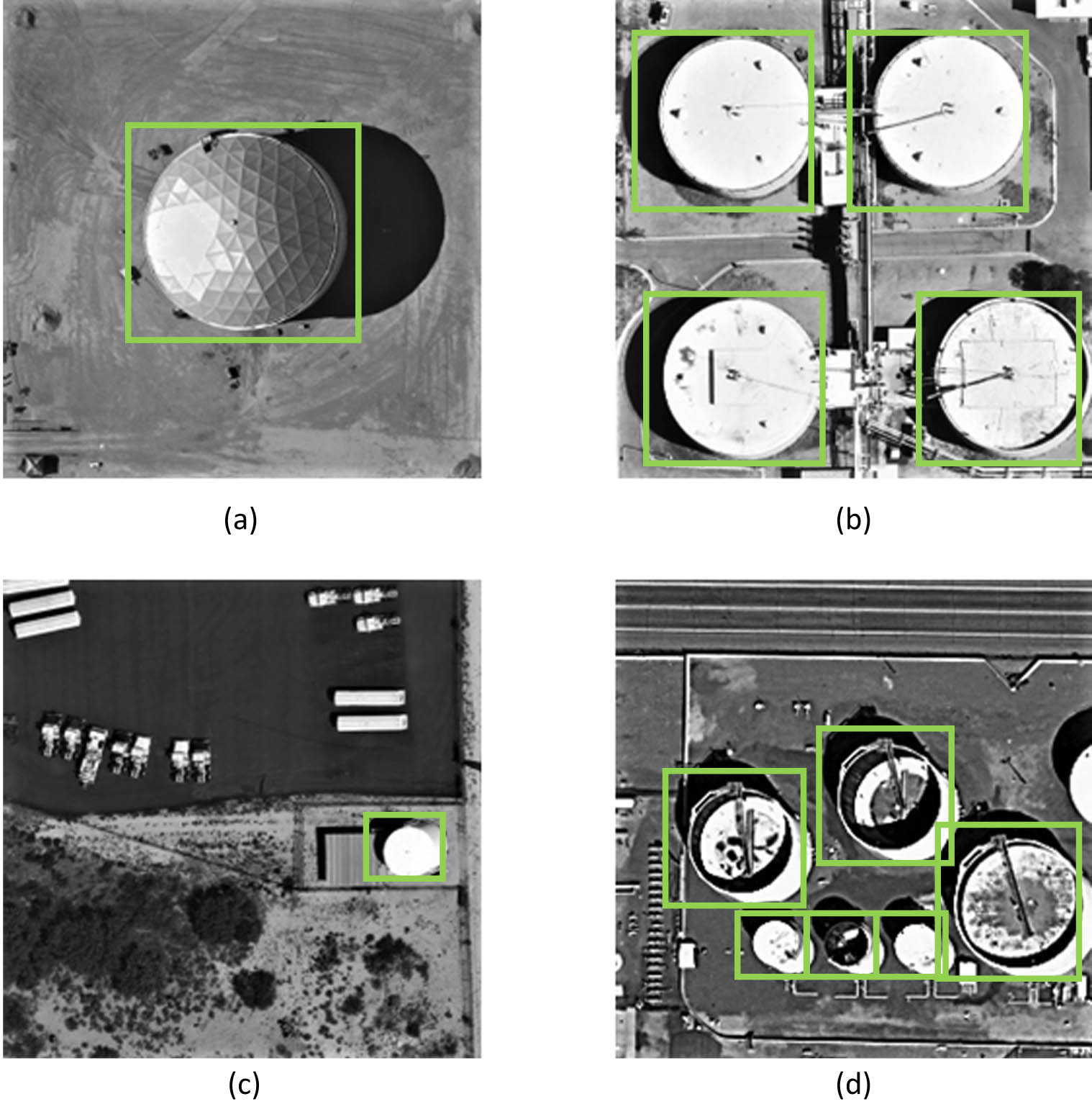 Figure 13
Schematic diagram of image processing results in part of the experimental process. (a) Individual close-up image processing results; (b) Multiple close-up image processing results; (c) Individual vision image processing results; (d) Multiple vision image processing results.