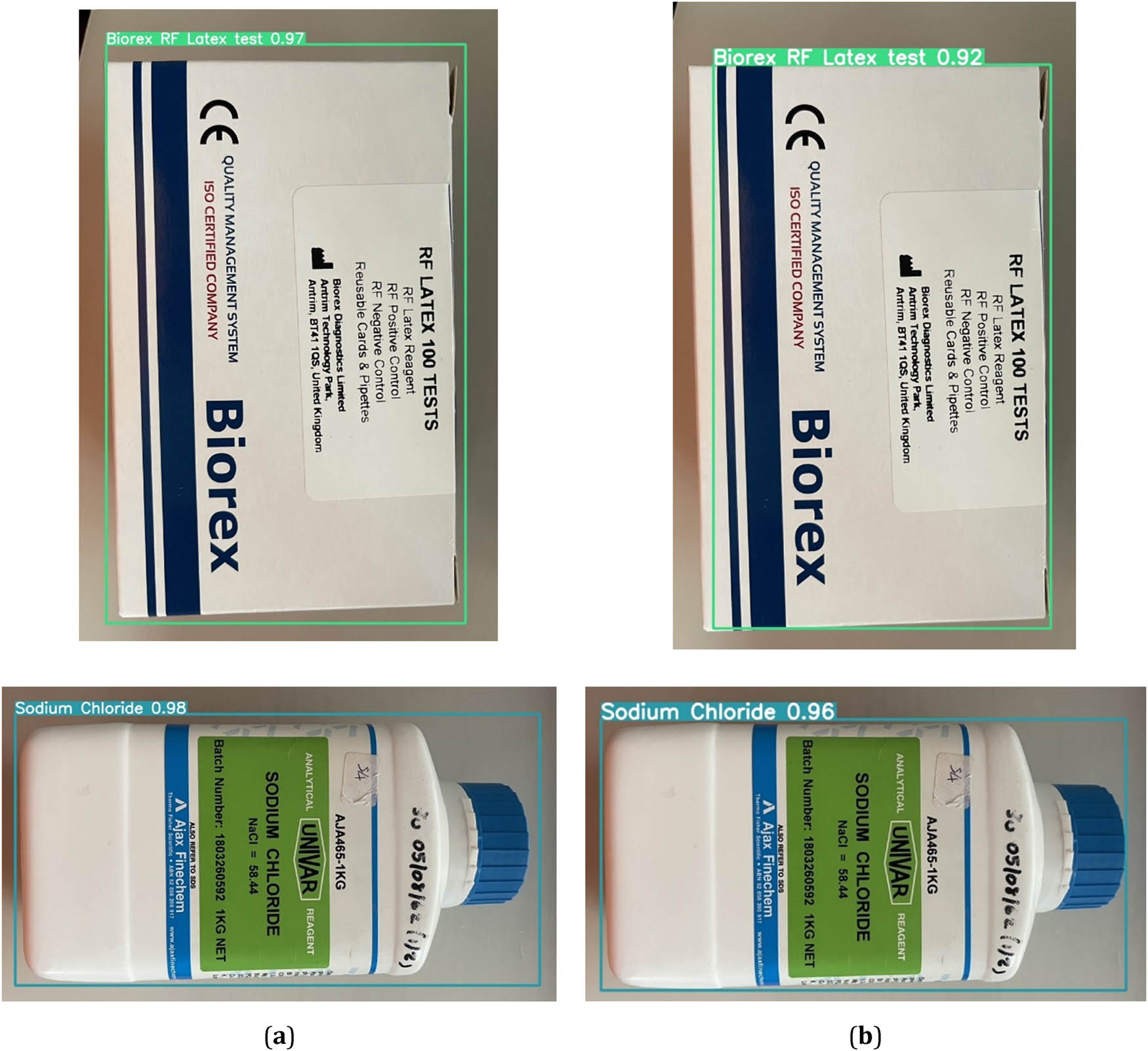 Figure 6 
                  Performance of detection results of the models (a) YOLOv5x6 and (b) YOLOv8l.
               