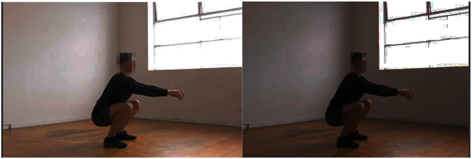 Figure 1
Number 1 squatting in four different lighting environments. Source: Youth Pitchers (Release Posture).