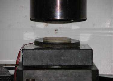 Figure 2 A close-up showing the specimen under the loading jig.