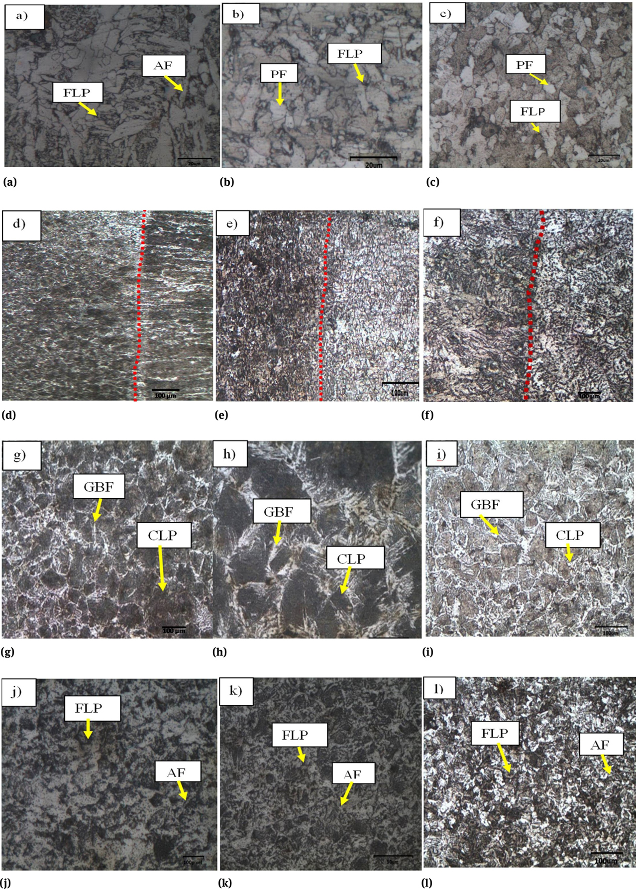 Figure 7 Different region optical micrographs of top, bottom and middle pass of the weld joint.