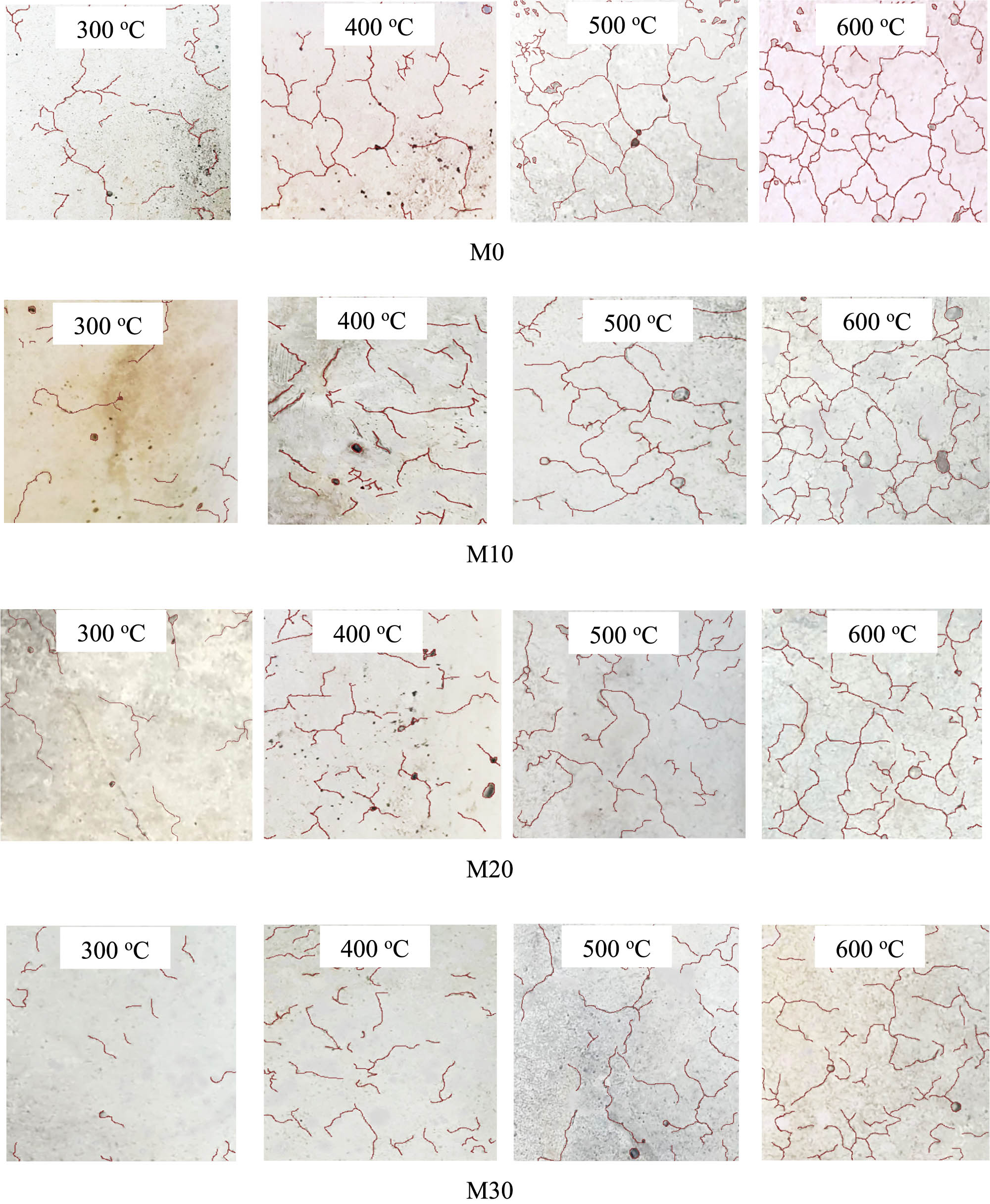 Figure 8
Concrete surface texture of the specimens after fire exposure.