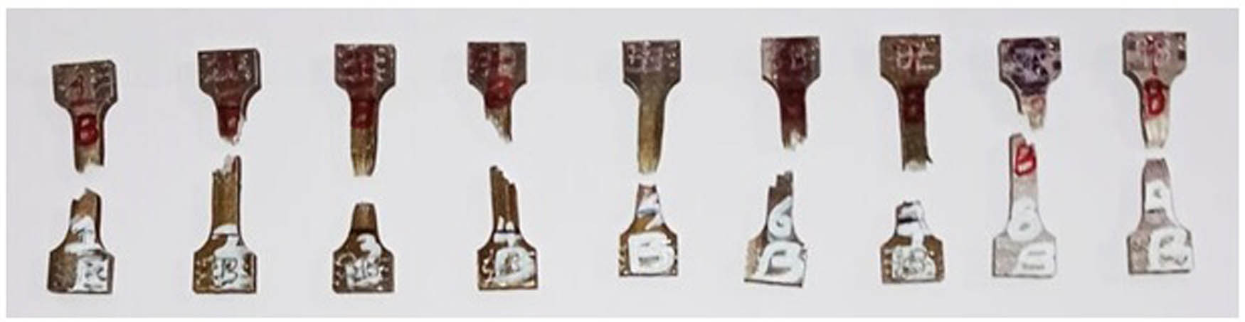 Figure 9
ASTM E8 tensile specimens after failure.
