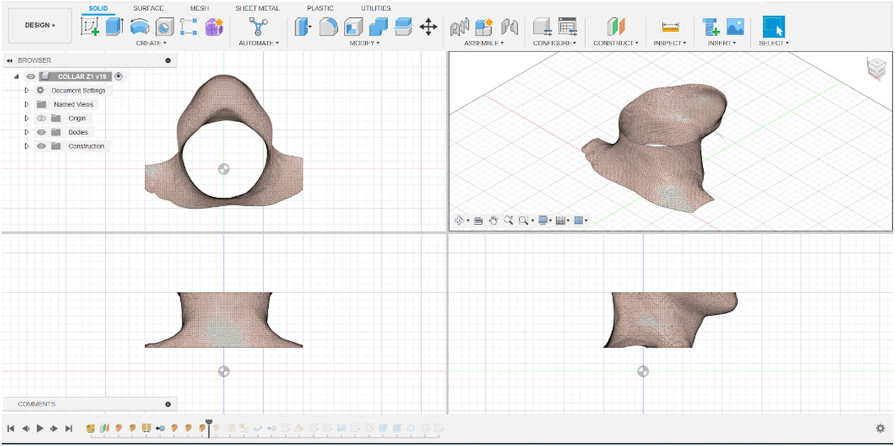 Figure 6 
                     Imported neck model in Autodesk Fusion 360.
                  