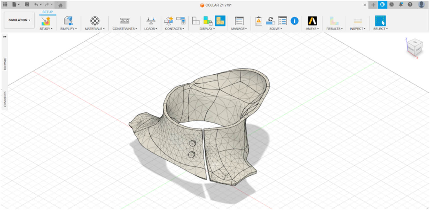 Figure 9 
                     3D mesh file of the cervical collar.
                  