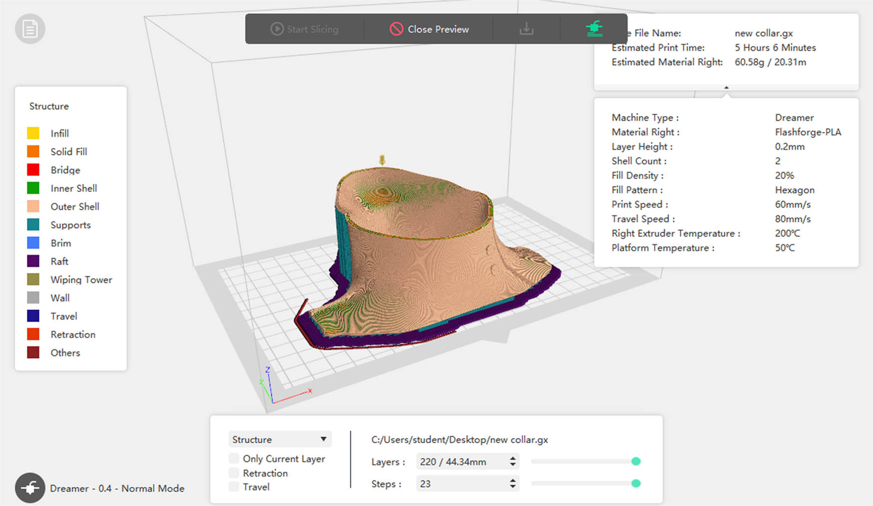 Figure 13 
                  Prototype after slicing in Flashprint software.
               