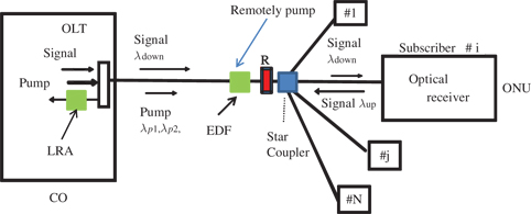 Figure 2: Hybrid Raman amplification in PON.