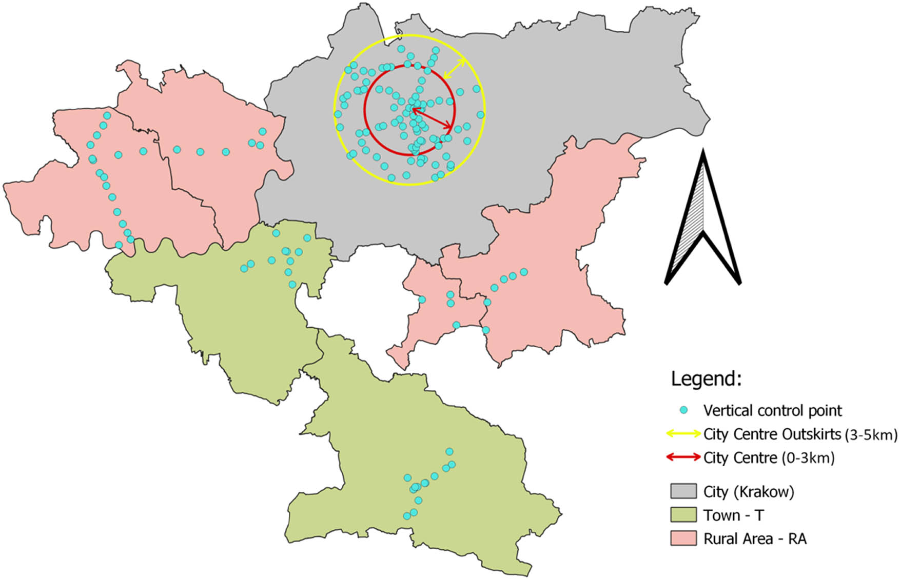 Figure 2
Presentation of selected control points in selected types of locations.
