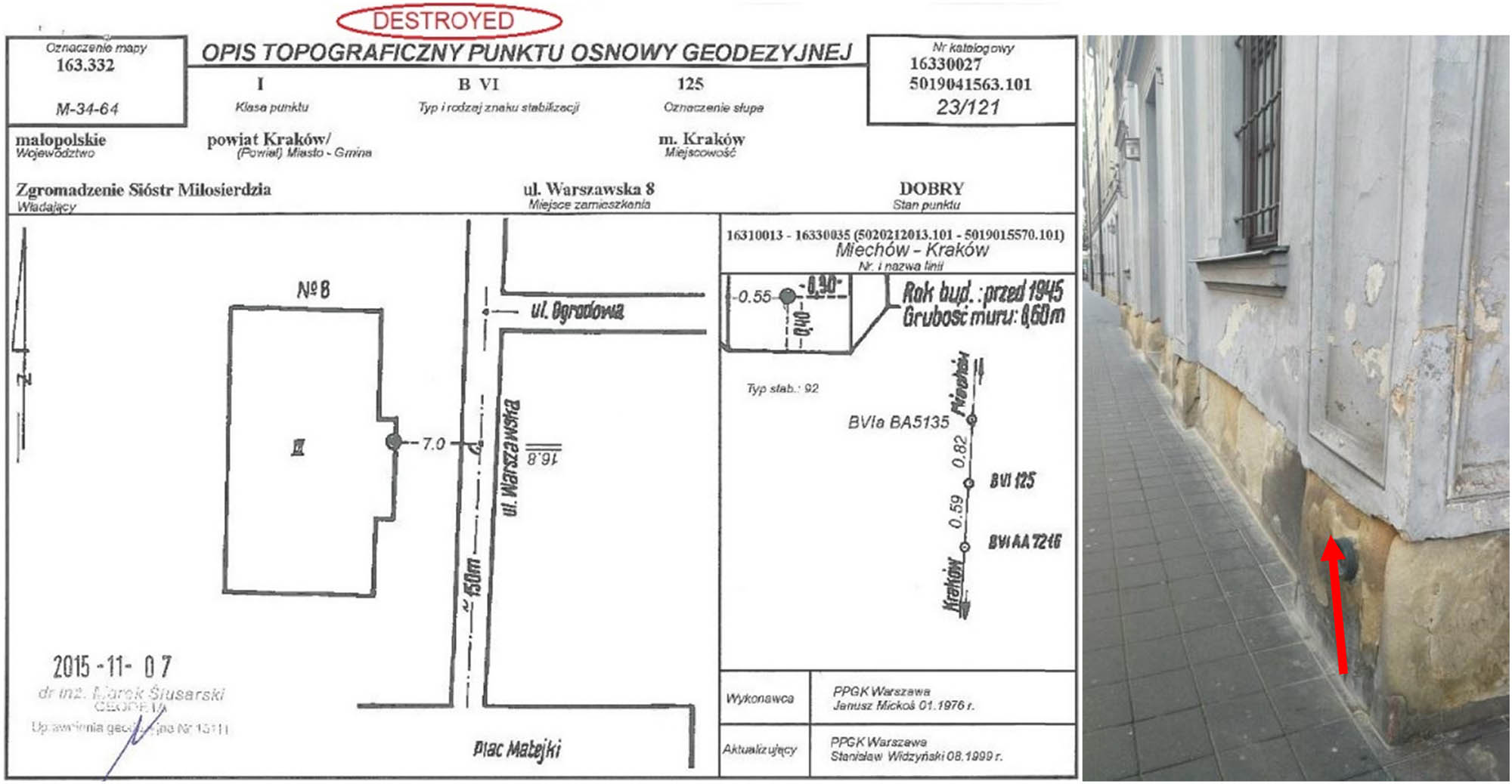 Figure 12
Topographic description and photo of the theoretically destroyed point (GUGiK 2022).