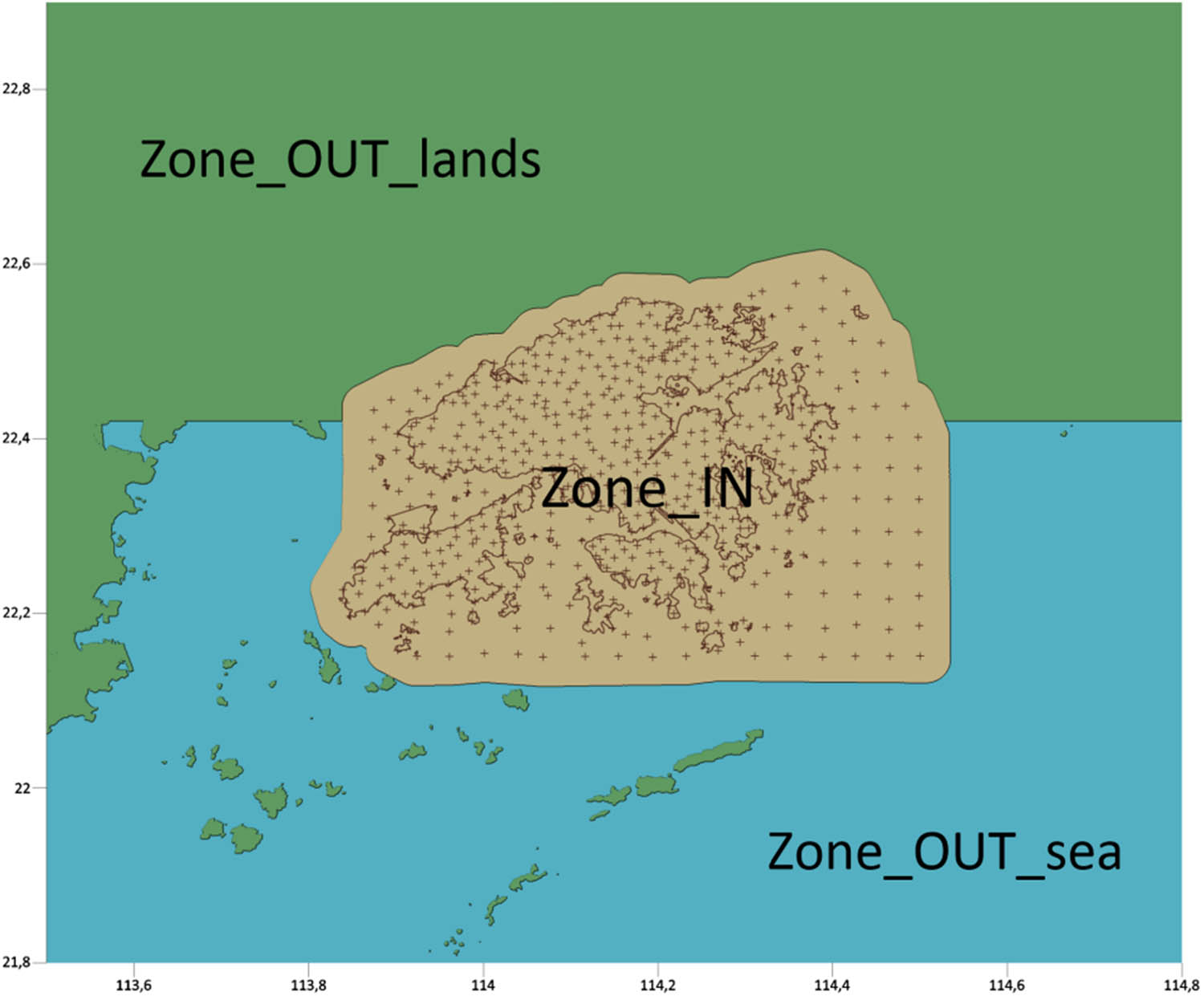 Figure 4
The bottom boundary divided into three zones with respect to gravity data sources.