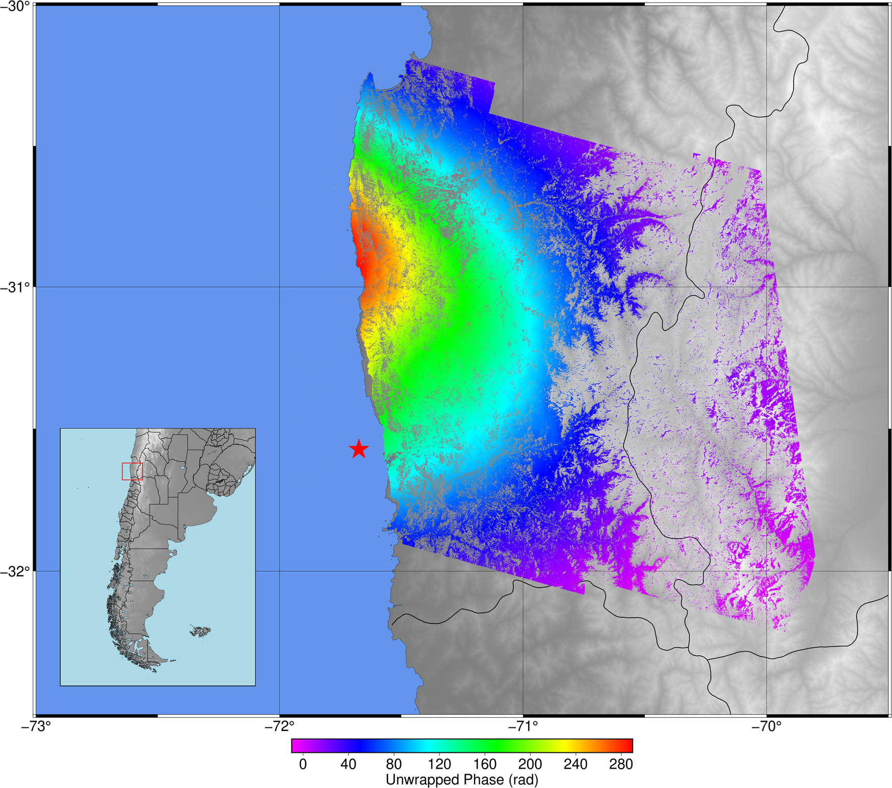 Figure 5
Unwrapped interferogram. The ambiguity of the phase is resolved.