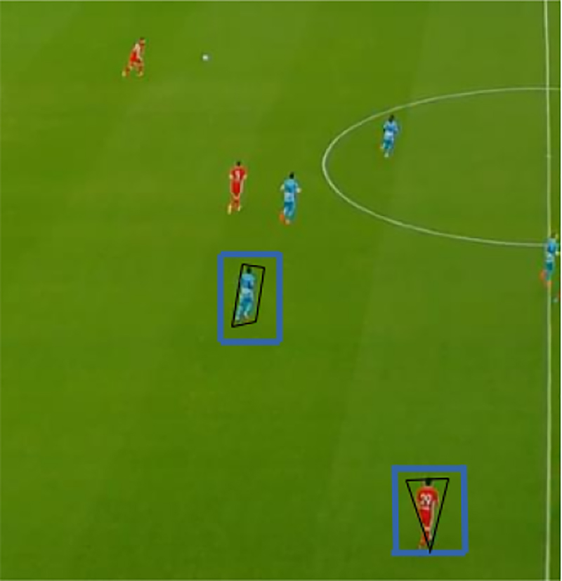 Figure 12:
Active contour model for fitting curves to the players’ edges and lines.