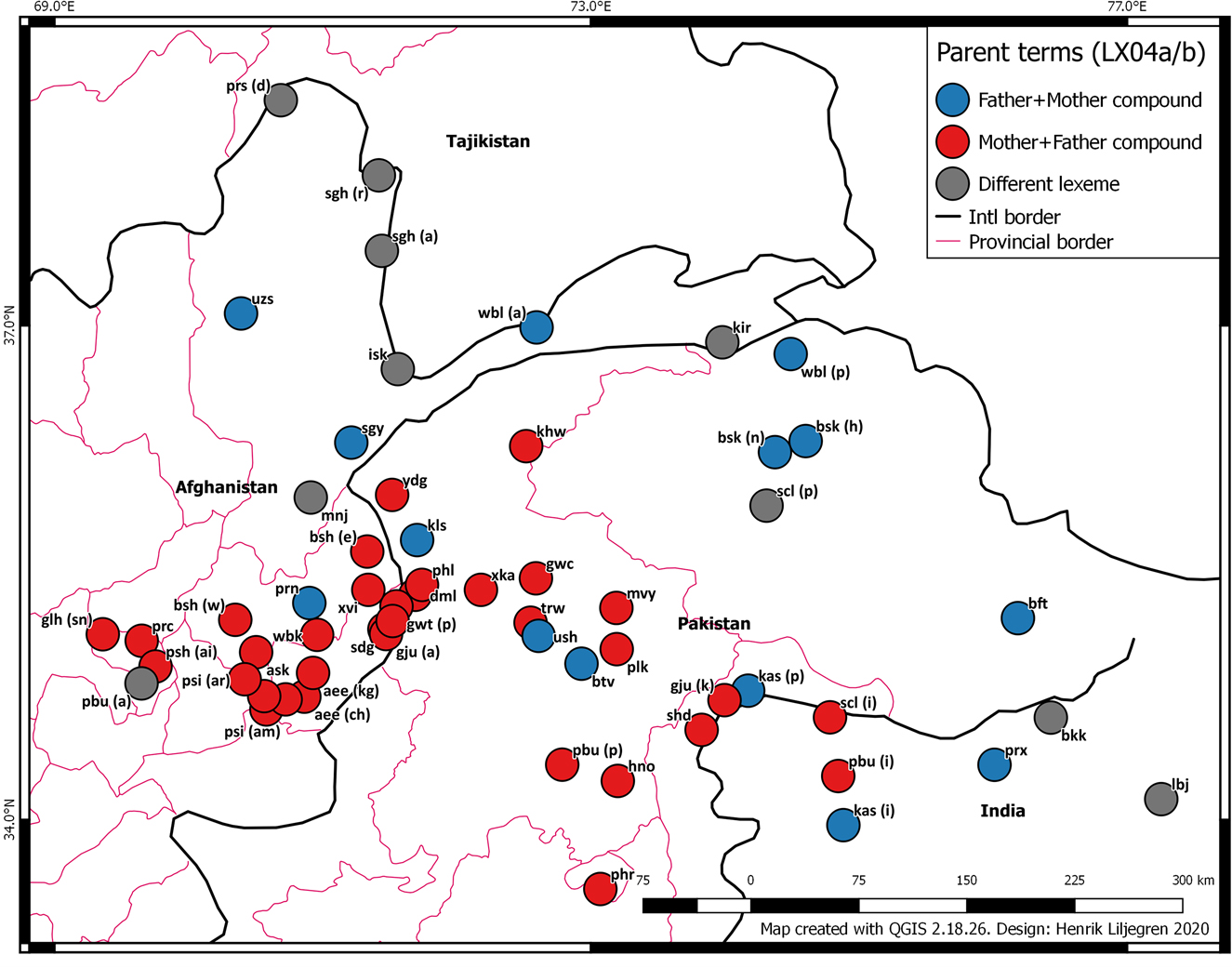 Figure 9:
Parent words in the Hindu Kush.