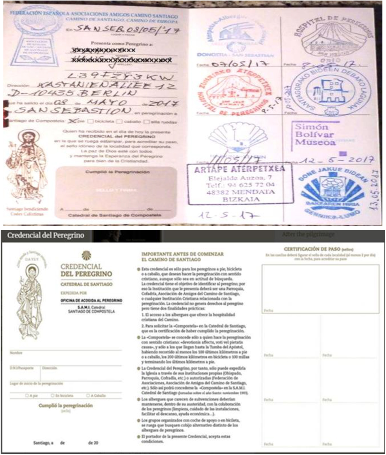 Figure 1: 
Two Examples of Pilgrim’s Credentials (The first is a Credential Proper, the second is a Credential Template).
