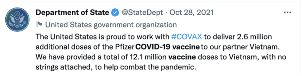 Figure 2: 
The tweet bearing #NoMore the most. Source: @StateDept Twitter account.
