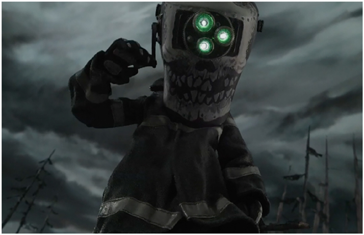 Figure 2: 
Sound effect-the metal clicking sounds of Wybie’s mask wheels.
