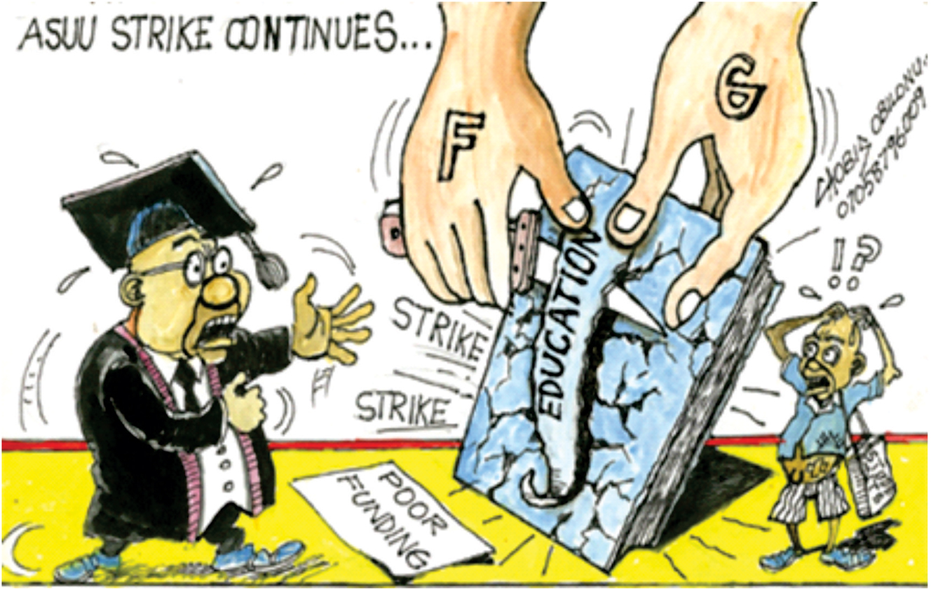 Figure 10: 
Showing scraping of education in Nigeria.
Source: Vanguard, December 23, 2018 (https://www.vanguardngr.com/strike-we-want-to-say-govt-has-continually-falsely-raised-hopes-of-nigerian-public-asuu/).
