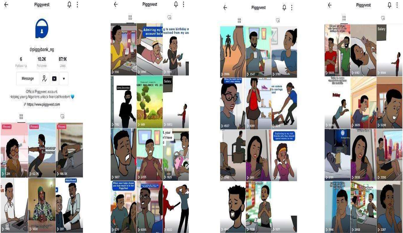 Figure 1: 
A picture showing the homepage of Piggyvest’s TikTok account.
