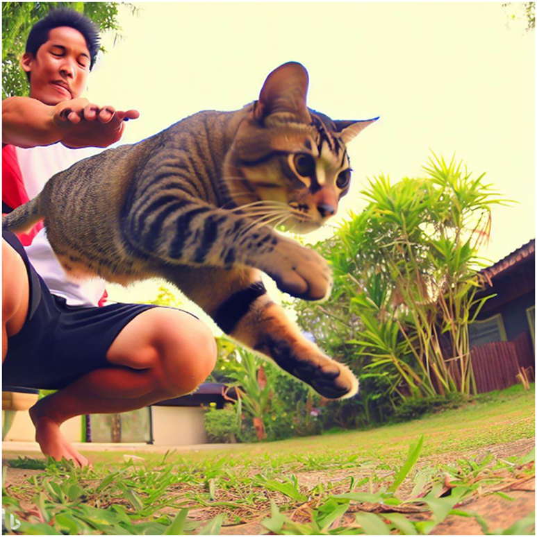 Figure 6: 
Visual representation of the sentence “the man jumped on the cat.”
