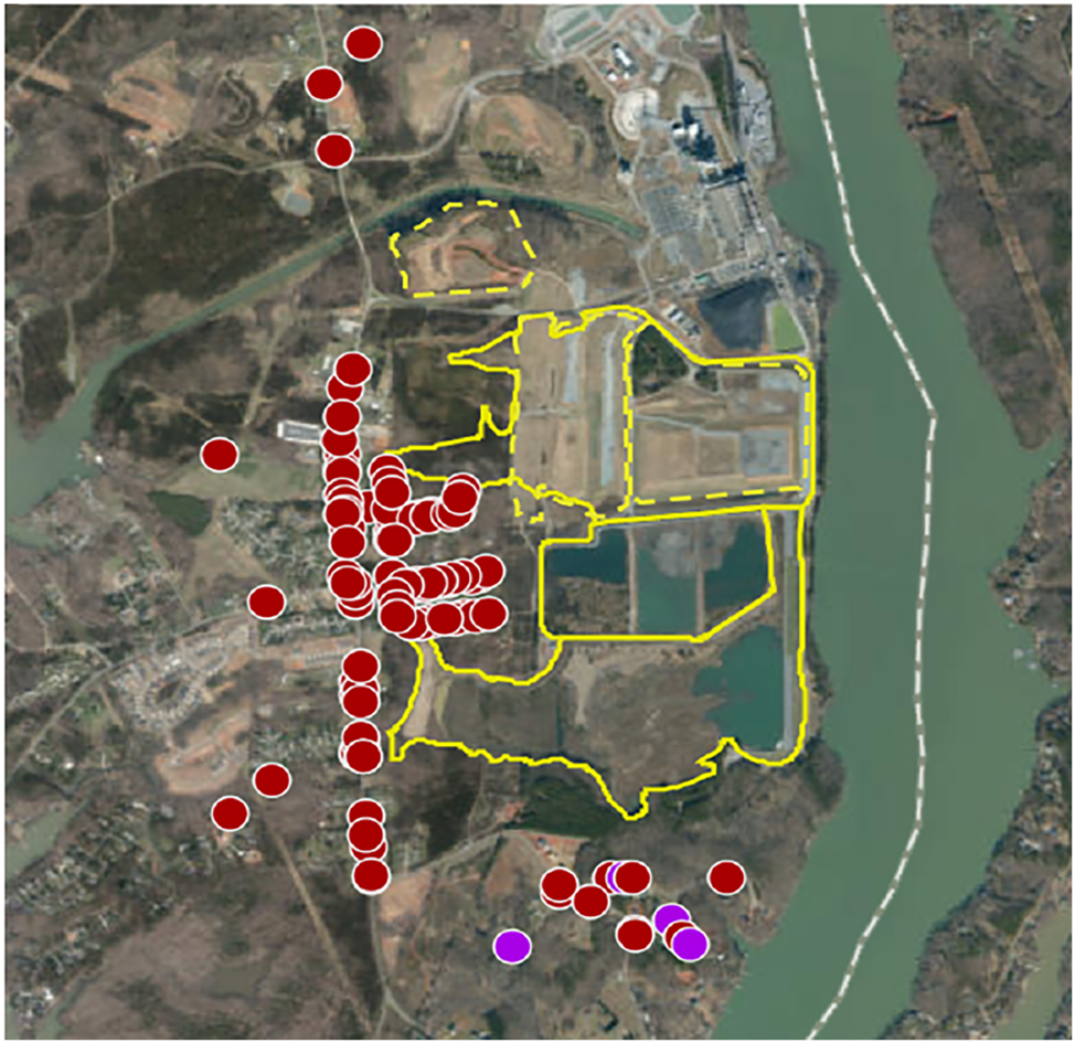 Image 3: 
A snap of Allen coal ash site on the well water contamination sites map (by SELC, used with permission).
