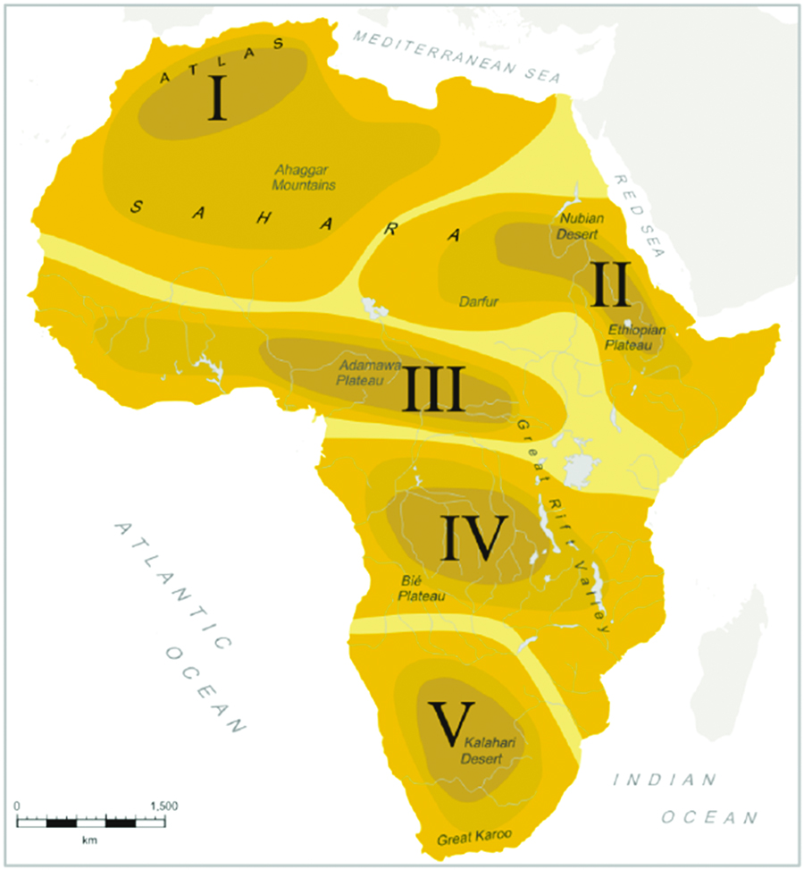 Figure 3: Macro-areas of Africa (Güldemann 2010: 2911).