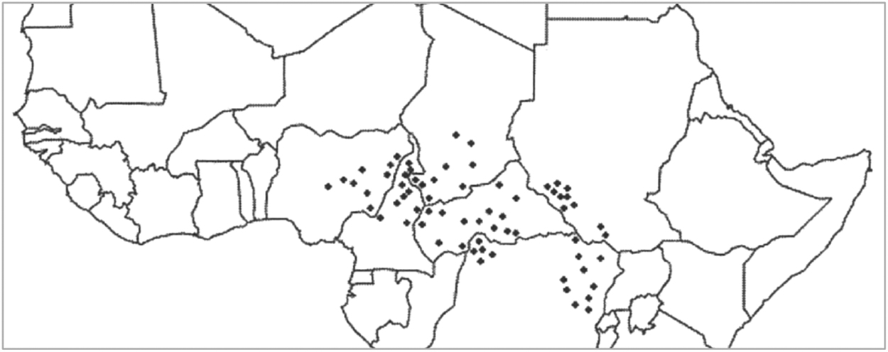 Figure 20: Distribution of the labial flap in Africa (Anonby 2007: 3).
