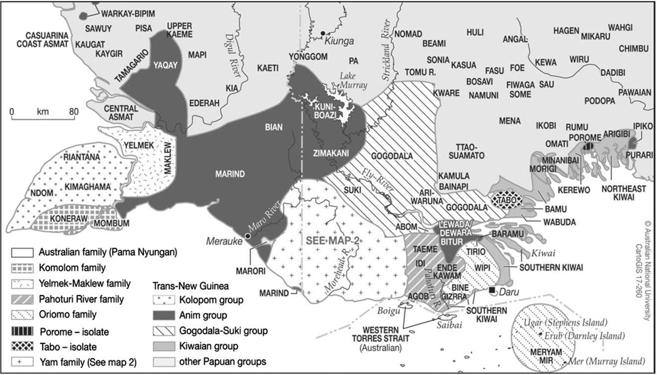 Figure 1:
Languages of southern New Guinea (Evans et al. 2018a: 642).