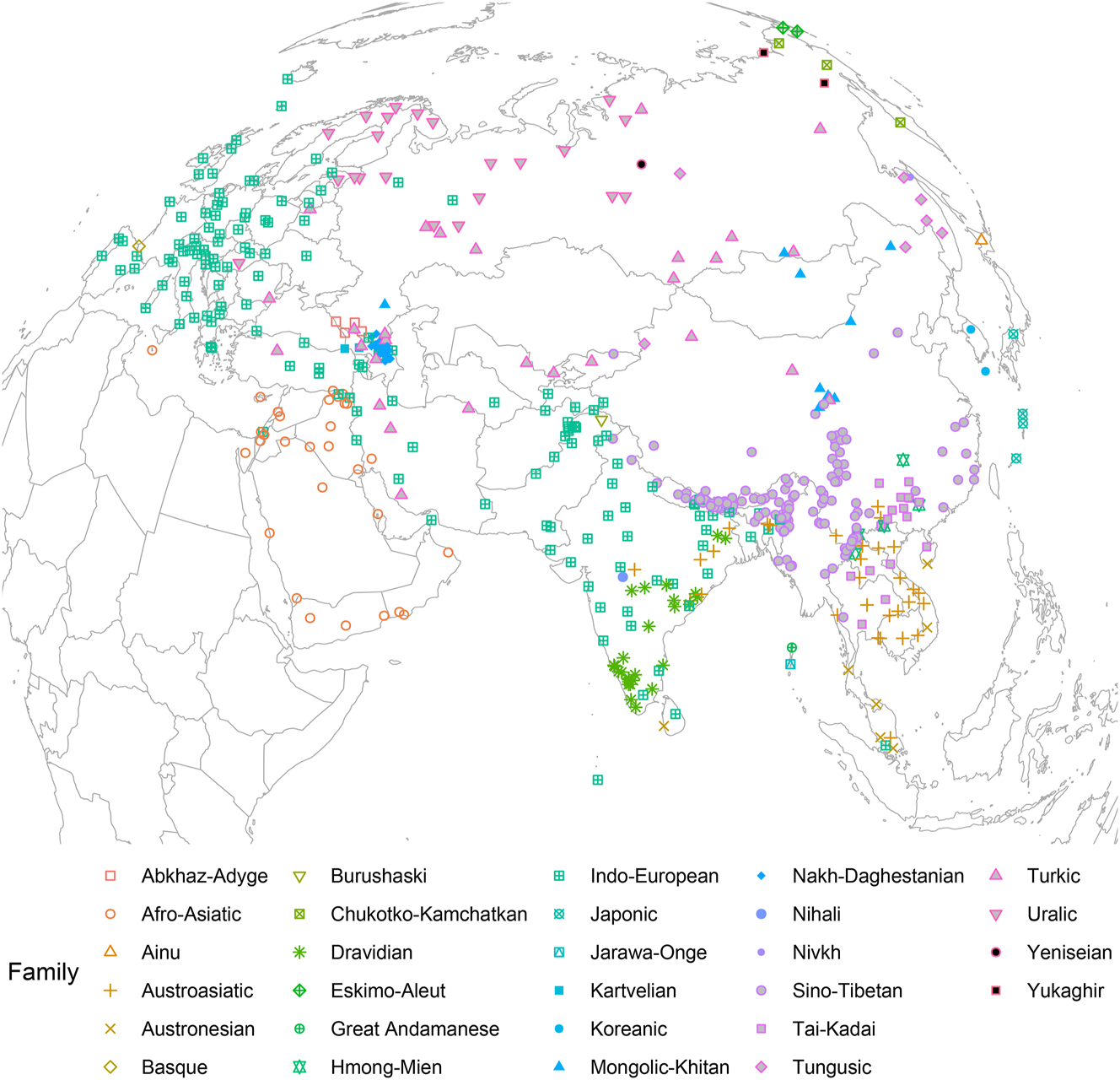 Figure 1: 
516 sample lects of phonotacticon.
