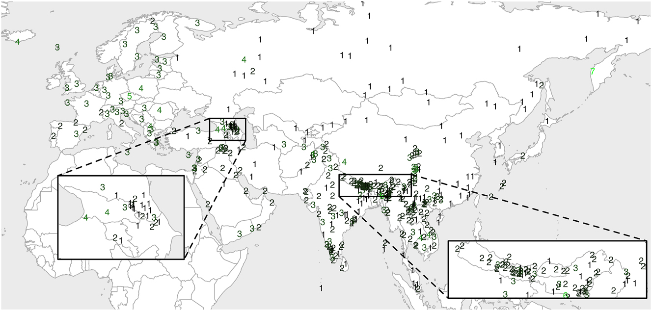 Figure 2: 
Maximal length of an onset in each lect.
