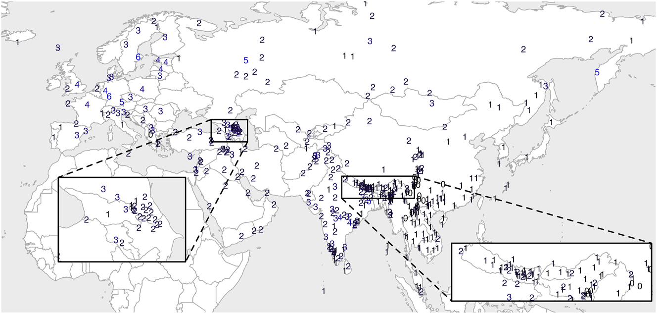 Figure 5: 
Maximal length of a coda in each lect.
