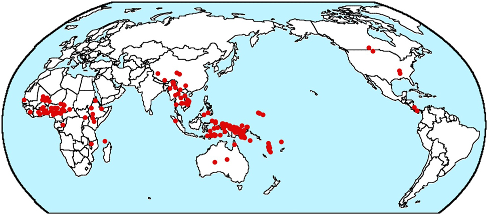 Figure 2:
Map of N-A-Num-Dem languages © The author.