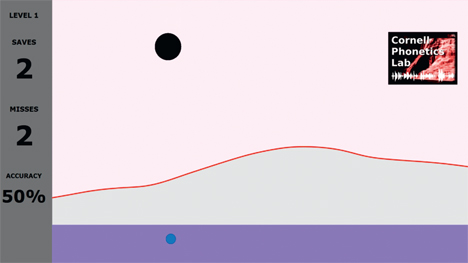 Movie 4 Demonstration of QuickTongue gameplay. The speaker attempts to hit balls with their tongue tip before the balls fall below the palate. The tongue tip discharges after a half a second and the speaker must lower it to recharge