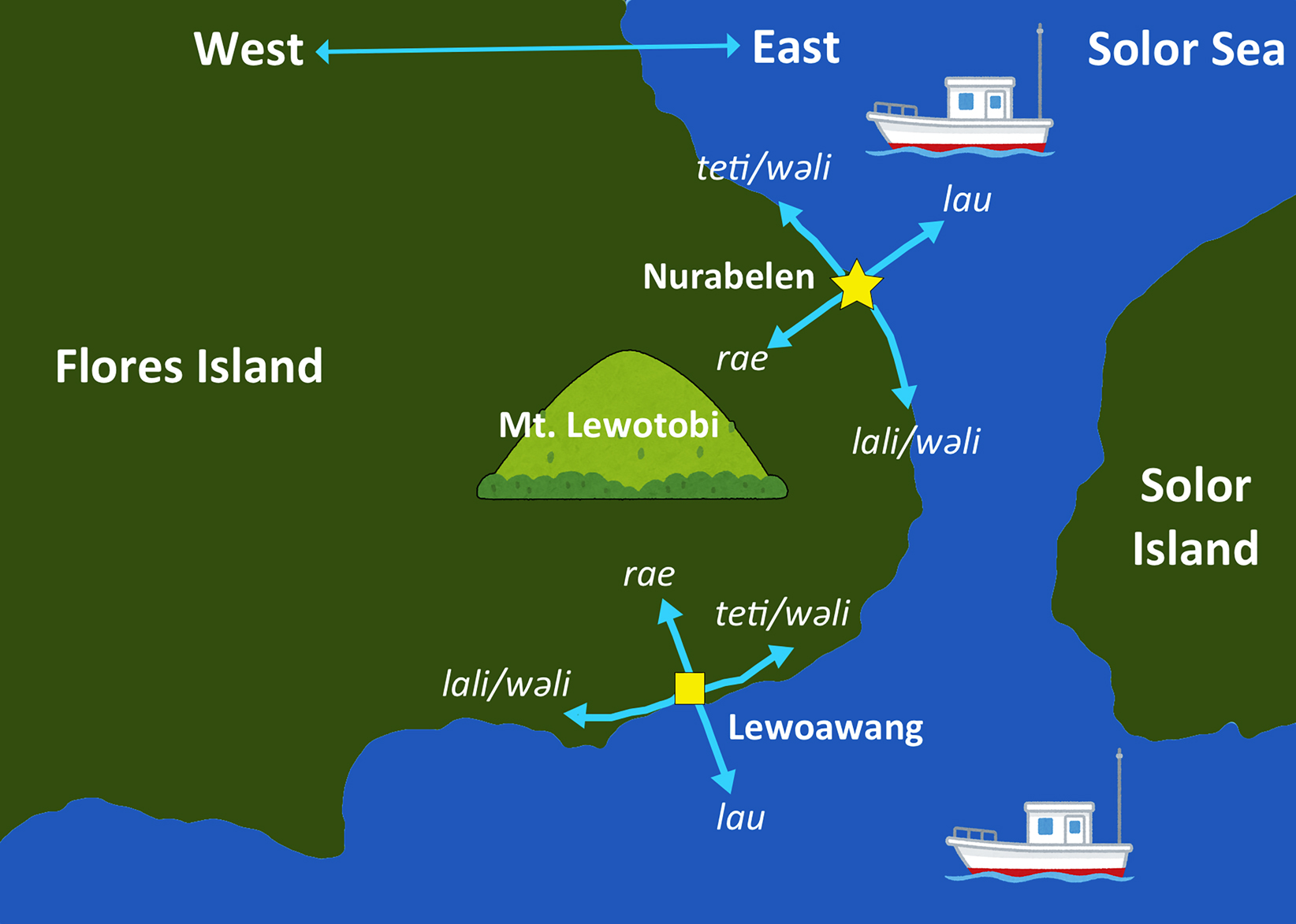 Map 2: 
Mt. Lewotobi (the illustrations in Map 2 and Figures 3 and 4 are adopted from Irasutoya [http://www.irasutoya.com/]).

