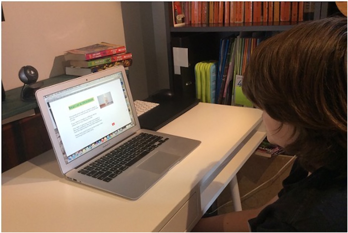 Figure 2: 
Image used in task to encourage children to engage in the task independently and in a quiet location (Photo taken by Barbara Kelly).