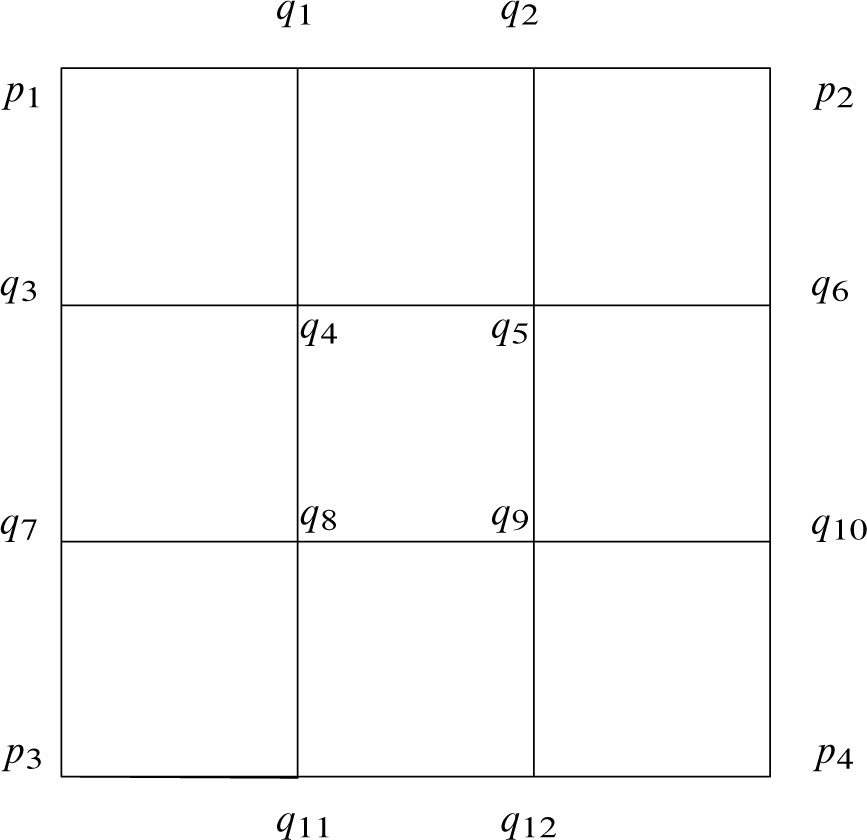 Fig. 3 Vertices considered in the unit square
