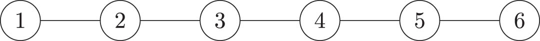Figure 1 
                  A path graph with six vertices.
               