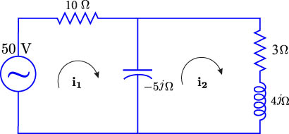 Figure 9 
                  Electrical circuit with two meshes for case study 2.
               